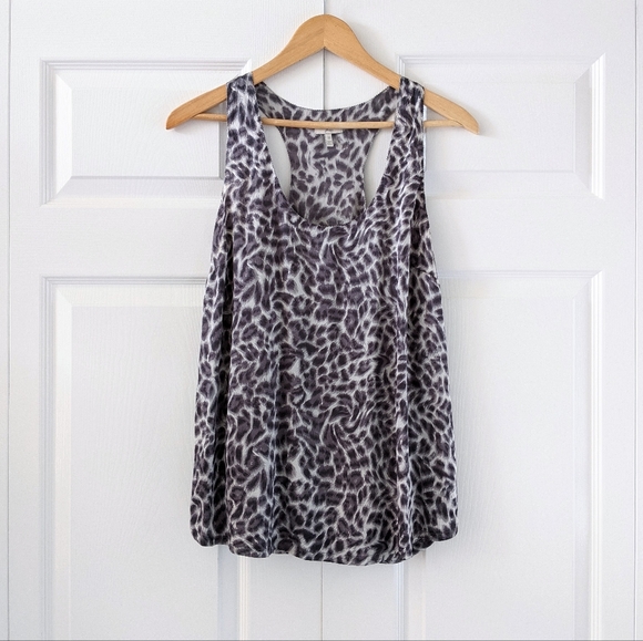 Joie Leopard Print Gray Silk Racerback Tank Top - Picture 11 of 11